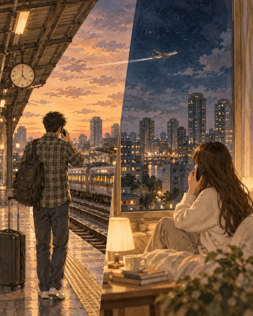 Andrian di stasiun dan Diva di kota lain saling menelepon